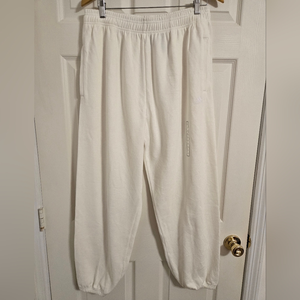 Adidas Off White Athletic Jogger Pants Size Large NWOT